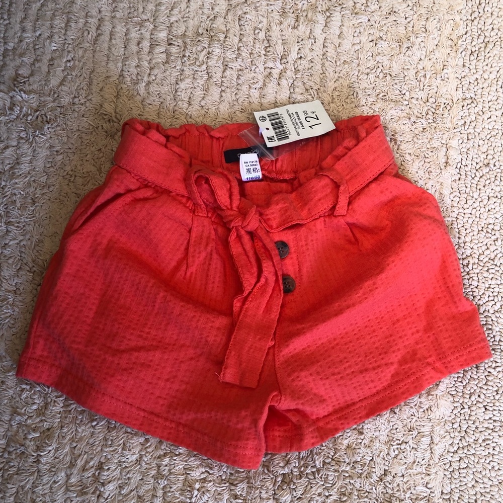 Coral red girl cotton shorts Okaidi NWT 4T